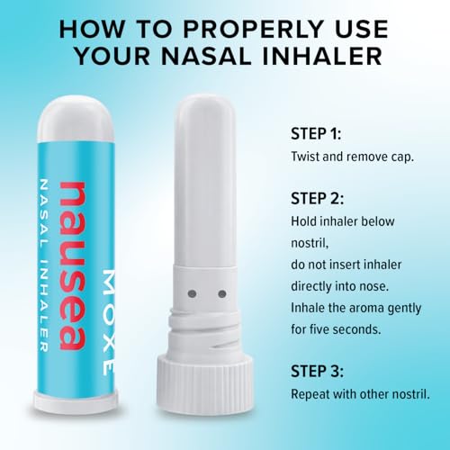 Image of MOXE Nausea Nasal Inhaler Sticks, All Natural Essential Oil Blend, Ginger, Cardamom, Peppermint, Sweet Orange, Upset Stomach, Headaches, Easy-to-Use Portable Aromatherapy, 1 Pack