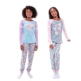 Sleep On It Girls Pajamas Set - 4 Piece Long Sleeve T-Shirt and Sleep Pants for Kids Multipack Sleep