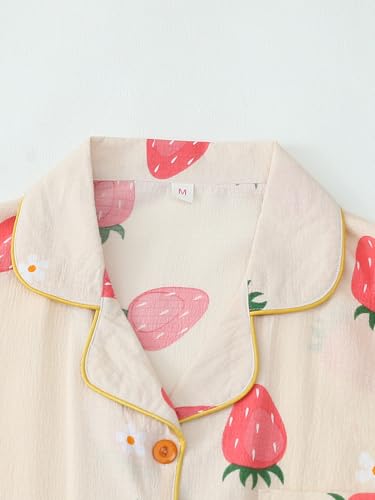 SweatyRocks Women's Matching Pjs 2 Piece Cute Printed Short Sleeve Button Front Top with Shorts Pajama Set3