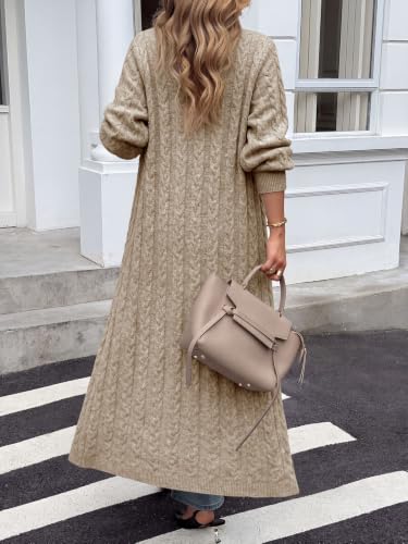 Image of Saodimallsu Womens Long Duster Cardigans Button Down Maxi Sweater Dress