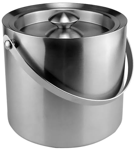 氷容器 氷入れ アイスペール アイスボックス 溶けない 大容量 1.3リットル3リットル おしゃれ 二重構造 厚みのステンレス鋼 蓋付き アイストング付き ハンドル付き 携帯便利 母の日 父の日 ギフト プレゼント アウトドア 家用 業務用 (B,3リット