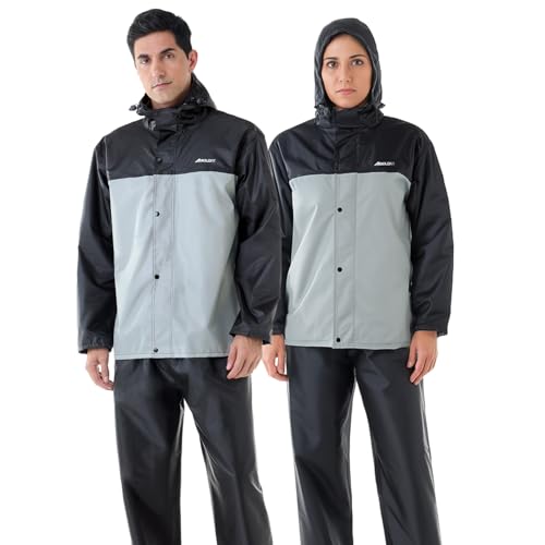 Image of Boldfit Rain Coat for Men Waterproof Raincoat Set for Women with Reflective Trim-Windproof Jacket & Pants Suit with Hood, Pockets & Breathable, Durable Fabric for Outdoor, Travel, Bike & Trekking Use