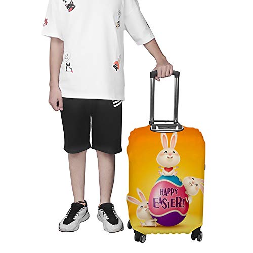 Housse de voyage CHEHONG en polyester orange avec trois lapins illustrés - 4