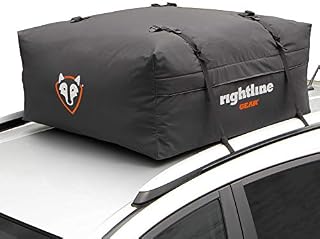 Rightline Gear Range Jr Rooftop Cargo Carrier – 10 Cu Ft Weatherproof Car Roof Storage Bag (Black, Rack or No Rack)