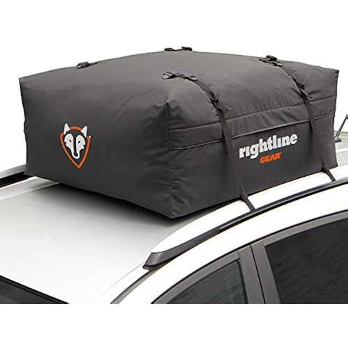 Rightline Gear Range Jr Weatherproof Rooftop Cargo Carrier for Top of Vehicle, Attaches With or Without Roof Rack, 10 Cubic Feet, Black