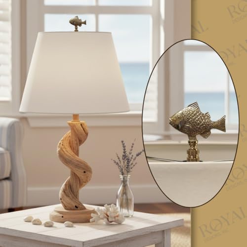 Image of Royal Designs, Inc. Sea Life Lamp Finial, Decorative Fish, Polished Brass, Replacement Finial for Table or Floor Lamps, Set of 2