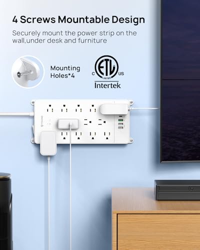 Image of TROND 15ft Surge Protector Power Strip with 32W USB,ETL Listed, 4000J,White