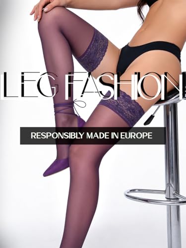 Image of Mila Marutti Purple Sheer Thigh High Stockings | Lace Top Lingerie Stockings Nylons | Made in EU - Purple, S