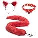 Iron-Story Coda Rossa Set Collare in Pelle Campane soffice Giocattolo da Cameriera Cosplay, Regalo Perfetto per Il Tuo Partner