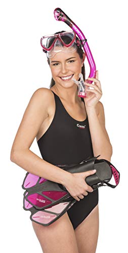 Kit de Mergulho Máscara+respirador+nadadeiras Cressi Bonete Pro - Rosa 40-43