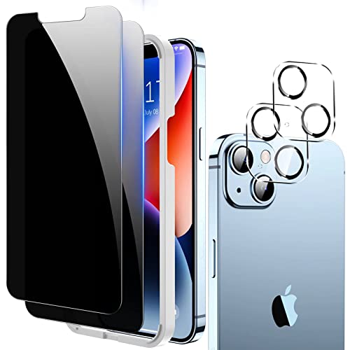 Protecteur d'écran en verre trempé iPhone 14 Fotbor anti-regard avec vitre appareil photo