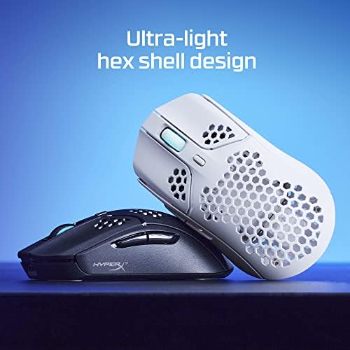 HyperX Pulsefire Haste  Wireless Gaming Mouse  Ultra Lightweight, 61g, 100 Hour Battery Life, 2.4Ghz Wireless, Honeycomb Shell, Hex Design, Up to 16000 DPI, 6 Programmable Buttons  Black and Red