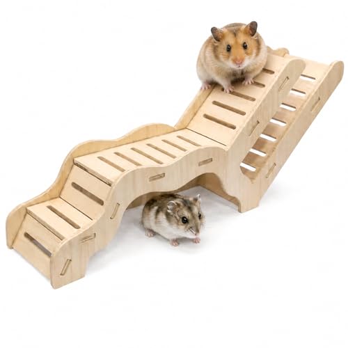 Tunnel Hamster en Bois, Cachette pour Hamster avec Échelle d'escalade, pour l’Exploration des Petits Rongeur, Sûr et Robuste