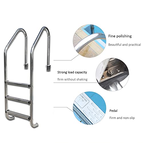 Escalera para piscina 3 peldaños antideslizante acero miniatura 4