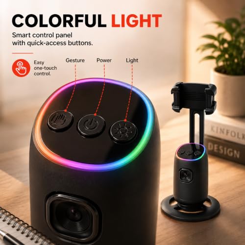 Image of AI Auto Face Tracking Tripod Stand with 360 Rotation, Gesture Control, No App Required, Smart Selfie Tripod Mount with AI, iPhone & Android, Vlogging - Live Streaming P05 By UNBREAKcable