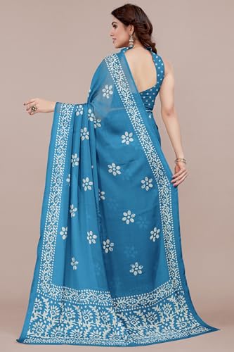 Image of MIRCHI FASHION Saree for Woman Chiffon Batik Printed | Lightweight Daily Wear Women's Office Sari with Blouse Piece (Available in 40 Colours)