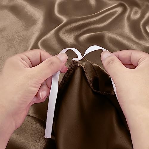 Image of Ersmak 6 Pieces Satin Duvet Cover King Size Luxury Silky Bedding Duvet Cover Set with 1 Soft Duvet Cover, 4 King Pillowcases and 1 Body Pillowcase, Brown