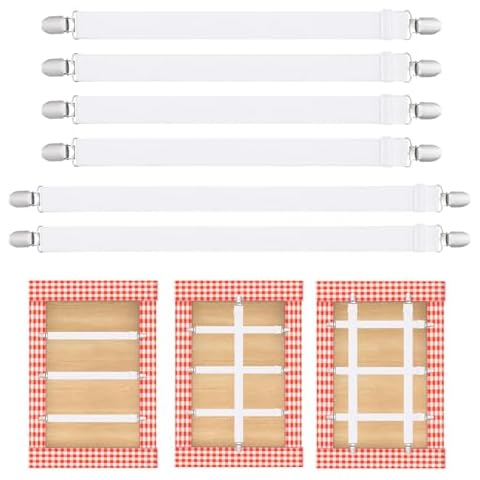 QoeCycth 6PCS Tablecloth Holder Clips Strap, Adjustable Elasticity Picnic Tablecloth Clip Perfect for Tables Bench Cover Picnic Party Camping White Cover