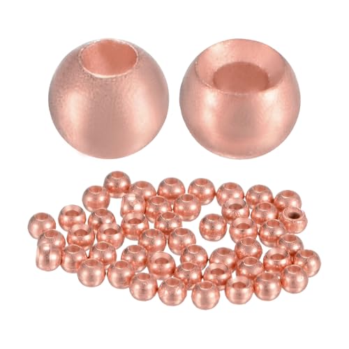 TIXIPEM 2mm Dia Tungsten Beads for Fly Tying [50PCS] - Slotted Head Ball for Tackle Craft & Fishing - [#18-20 - Copper Tone] Sink Deeper Faster Tapered Hole Fly Fishing Materials