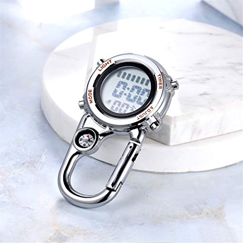 Image of JewelryWe Men Women Digital Clip Watch Mini Microlight Backpack Buckle Belt fob Watches for Rock Climbing Doctors Nurses Chefs for Mother's Day