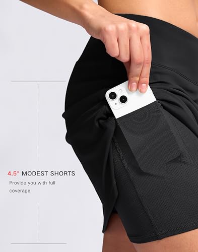SANTINY 16" Skorts for Women with 2 Pockets High Waisted A Line Pickleball Golf Skort Casual Athletic Tennis Skirt4