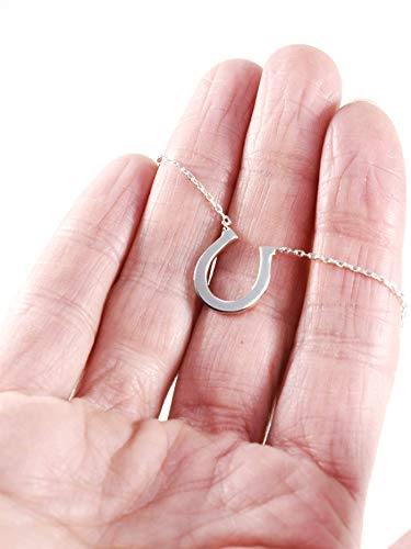 Dote Lucky Horseshoe Pendant Genuine .925 Sterling Silver Necklace 16-18 Adjustable Chain3