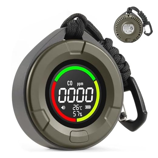 3-in-1 Portable Carbon Monoxide Detector for Travel, Rechargeable CO Alarm with Temperature & Humidity Display, Smart Air Quality Monitor for Home, RV, Travel, Camping Safety (Green)