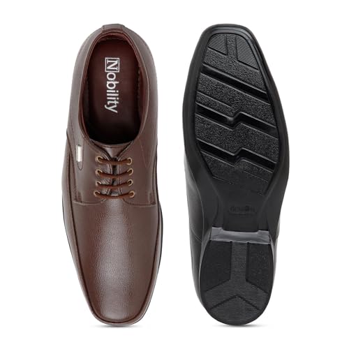 Image of NOBILITY Faux Leather Black Formal Lace Up Shoes for Men || Comfortable Walking || Classic Design || Breathable | Slip Resistant
