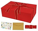 YINUOYOUJIA Large Gift Box14x9x4.5 Inch,Christmas Red Gift Boxes with Magnetic Closure Lid,Ribbon and Card,Present Box for Birthady Valentine's Day Mother's Day Anniversary