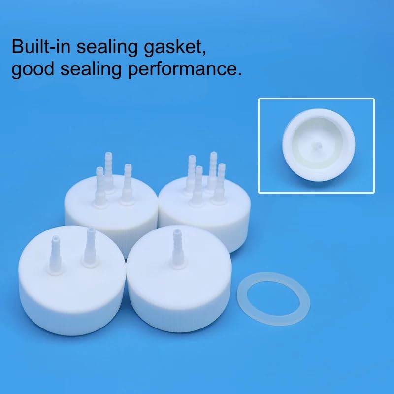 Adaptador de alimentación GL45, tapa con junta de sellado 1 pieza | Tolerancia al calor de 250 °C, for frascos de reactivos(3-Way Cap)