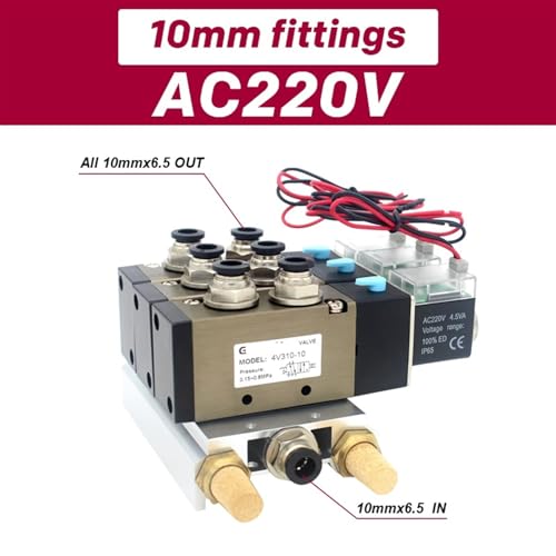 Électrovanne 4V310-10 en aluminium robuste avec silencieux pneumatique