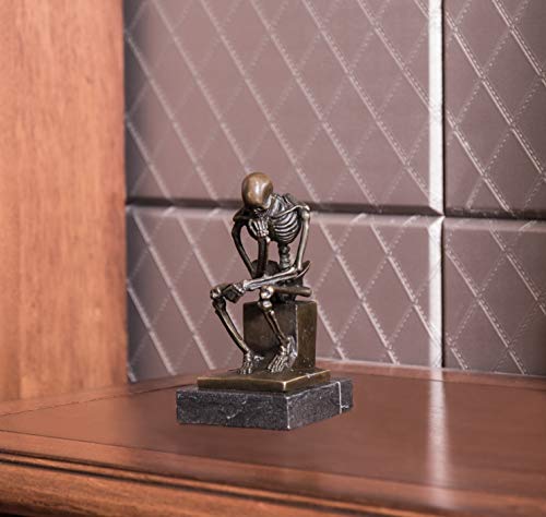 Estatua decorativa Skeleton Thinker de bronce miniatura 6