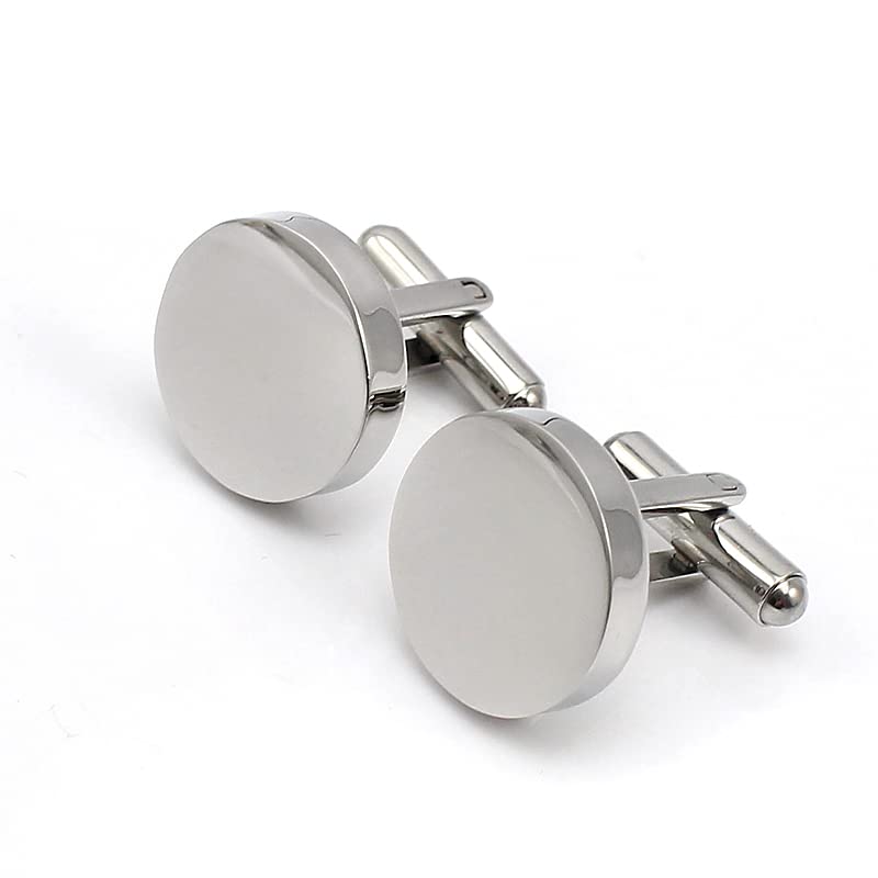 THE MEN THINGCufflinks for Men - Pure Titanium Steel Silver Mirror Shiny Cuff Links for Men and Boys (Size 15-20mm)