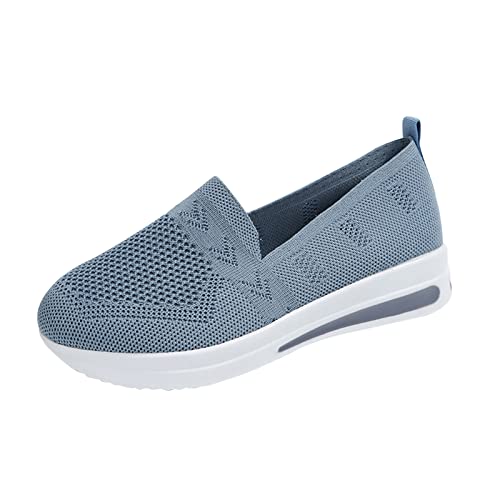 Zapatos Planos para Mujer Vestidos de Lona de Malla de Enhebrar Bajo Top Caminar Malla Ligeras Loafers Transpirable Deporte Al Aire Libre Zapatillas Slip-on Bajos Transpirable, gris, 41 EU