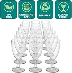 JoyServe En vrac 7 oz Verres à vin jetables en plastique - (Boîte de 24) Verres à vin en plastique sans BPA transparents avec coupes de verre à la tige et à la fête pour les fêtes, les mariages, les pains, les échantillons de nourriture, la restauration