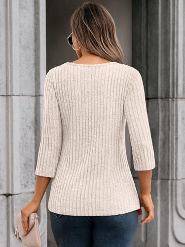 AUTOMET Womens 3/4 Length Sleeve Tops Fall Fashion 2025 Lace Work Tunic Blouses Dressy Casual Shirts Sweater Clothes Outfits4