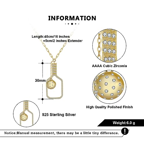 14K Gold Picklebelle The Volley Plus Crystals Charm Necklace in 925 Sterling Silver, Sterling Silver, Cubic Zirconia3