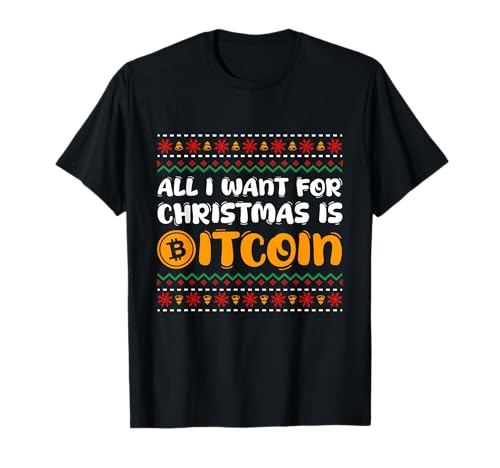 Divertente BTC Hodl Santa Tutto quello che voglio per Natale è Bitcoin Maglietta