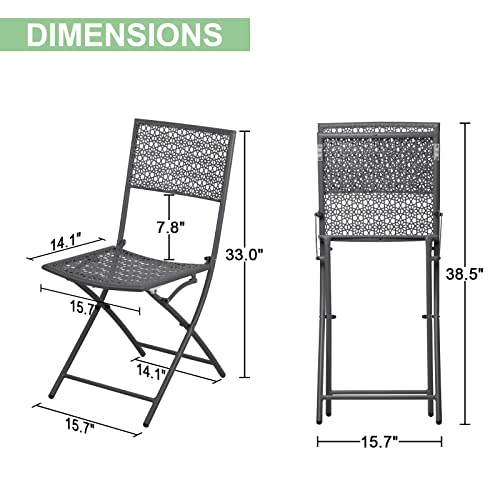 Outogether Folding Chair Set For Outdoor,Patio,Back Yard,Balcony,Water Proof And Weather Resistant (Grey) #TOP2