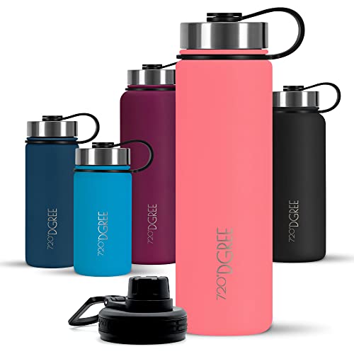 720°DGREE Edelstahl Trinkflasche 950ml “noLimit” - Auslaufsicher, Kohlensäure geeignet, BPA-Frei - Thermosflasche, Isolierflasche mit Schraubverschluss für Sport, Fitness, Outdoor +Gratis Sportdeckel