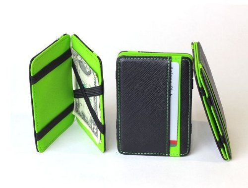 Generic New Mens MAGIC MONEY CLIP Leather Wallet Slim Money Clip Slim Wallet (Style 2 Green)