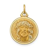 Jewelry Affairs Medalla redonda de oro amarillo de 14 quilates pulido y satinado, 1,27 cm de diámetro