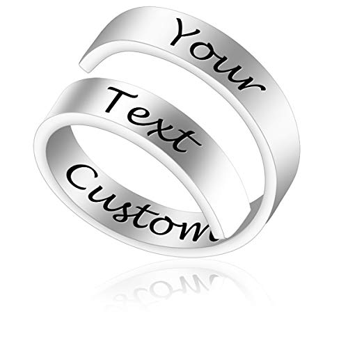 Fanery Sue Personalized Spiral Twist Ring Engraved Names BFF Adjustable Customized Gift Mother-Daughter Promise Ring for Her with Gift Box