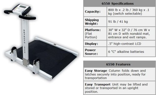 Digital Portable Folding Bariatric Wheelchair Scale 800lbs Model 6550 Made in the USA
