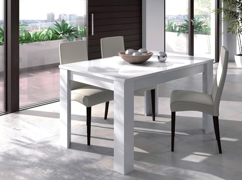 Dmora - Tavolo allungabile Midland, Consolle estensibile per sala da pranzo, Tavolo apribile da cucina con prolunga, 140/190x90h78 cm, Bianco
