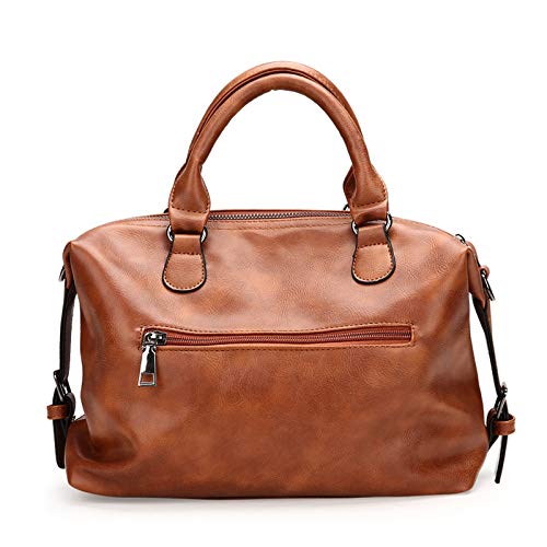 Women Leather Ladies Messenger Shoulder Bag Tote Satchel Purse Brown, Brown2