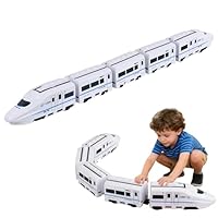 Smart Chain Train Toy, Electric Train Toy with Flashing Lights, Five-Section Train Model Set, Battery Powered Smart Trai-n Sets for Kids Ages 3+