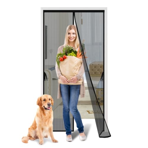 Iduontis Magnetic Screen Door - Fits Door Opening 36 x 82 in, Actual Screen Size 38'x83', Hands Free Mesh Partition,Heavy Duty Curtain Keeps Bugs Out, Frame Hook & Loop, Pet and Kid Friendly