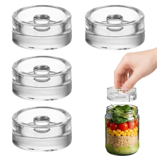 Kievano Poids de Fermentation en Verre Ø7 cm – Lot de 4 avec Poignée Ergonomique, sans BPA, Accessoires Fermentation pour Bocaux à Large Ouverture, Kimchi, Choucroute et Pickles