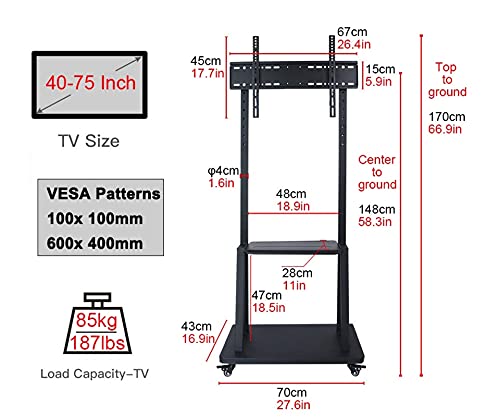 Soporte Universal Móvil para TV de Piso para 40-75 Pulgadas miniatura 3